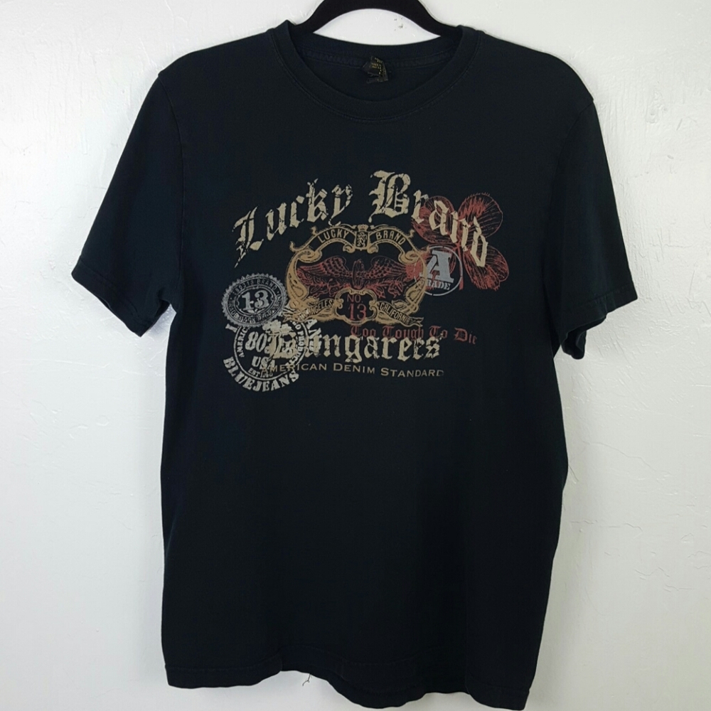 Lucky Brand classic fit black grafick t-shirt men size S